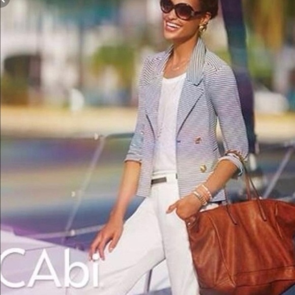 CAbi Jackets & Blazers - Cabi Navy & White Stripe Nautical Jacket